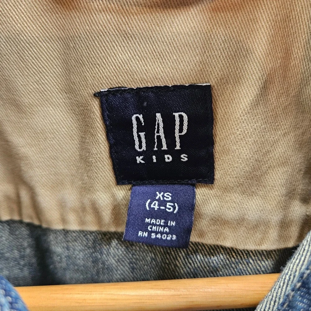 GAP‎ Kids Denim Jacket XS (4-5) Blue Jean Trucker Coat Distressed